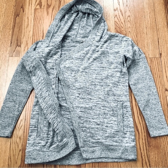 Athleta Gray Blissful Hooded Open Front wrap Sweater Cardigan - Picture 13 of 16